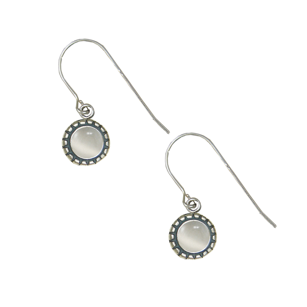 Sterling Silver Little White Moonstone Gemstone Drop Dangle Earrings